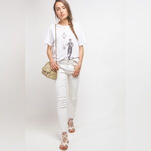 R13 Boy Skinny Designer White Low Mid Rise Slim Stretch Ankle Jeans Women's 25